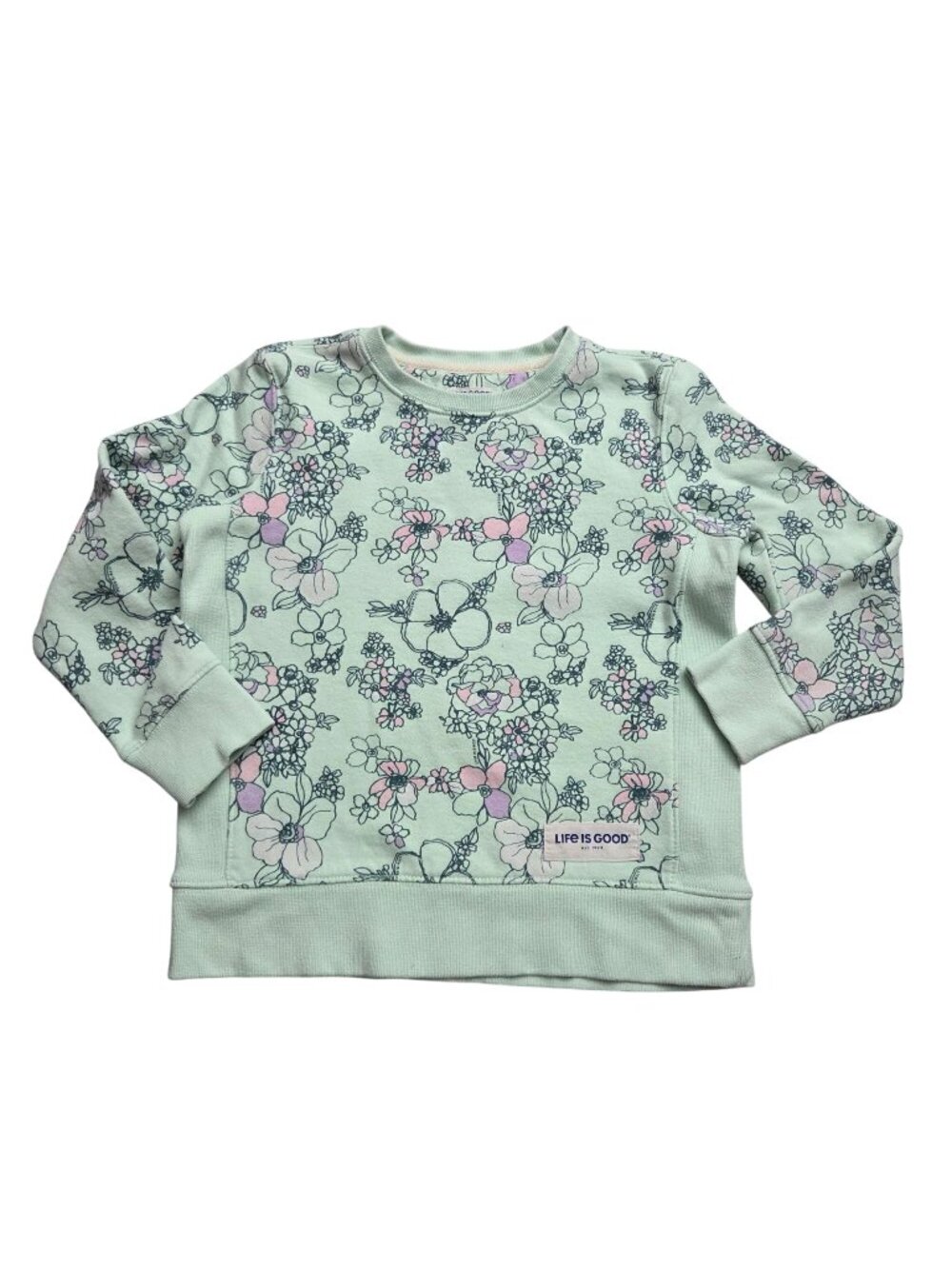 Life Is Good Girls S Long Sleeve Floral Sweatshirt Mint Green 4533